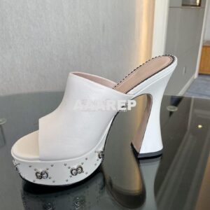 Replica Gucci Interlocking G Platform Slide Leather Sandal 740426 Whit 2