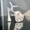 Replica Gucci Interlocking G Studs Metallic Leather Sandal 719843 Silv 2