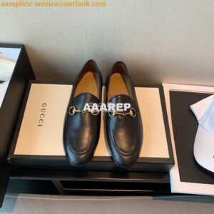 Replica Gucci Jordaan Leather Horsebit Loafer 404069 Black