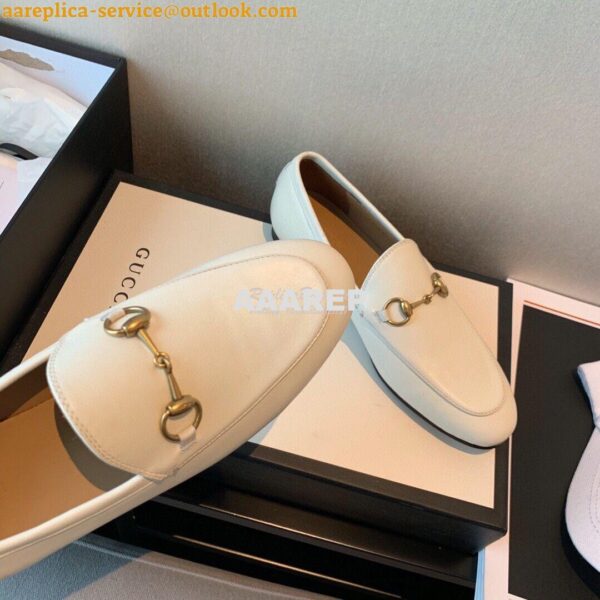 Replica Gucci Jordaan Leather Horsebit Loafer 404069 White 10