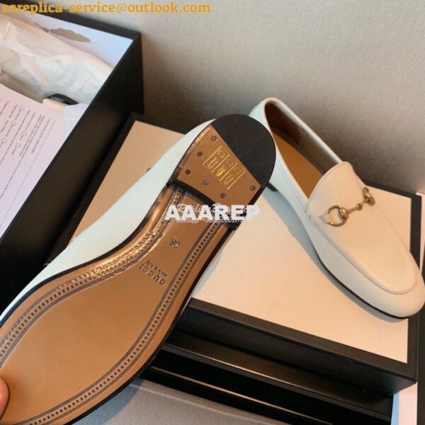 Replica Gucci Jordaan Leather Horsebit Loafer 404069 White 12