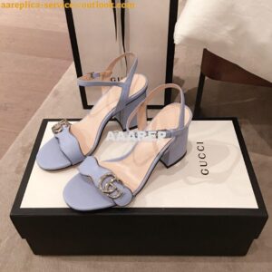 Replica Gucci Leather Mid-Heel Sandal 453379 Pastel Color 2