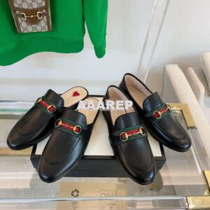 Replica Gucci Loafer Leather with Web 631619 Black