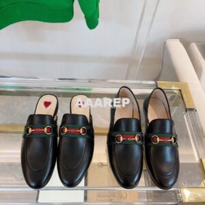 Replica Gucci Loafer Leather with Web 631619 Black 2