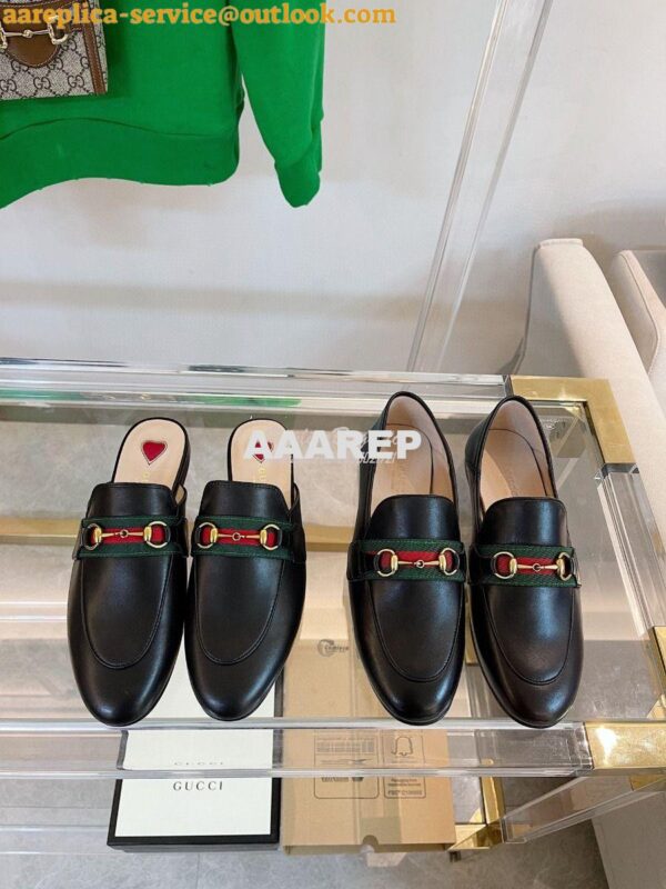 Replica Gucci Loafer Leather with Web 631619 Black 2