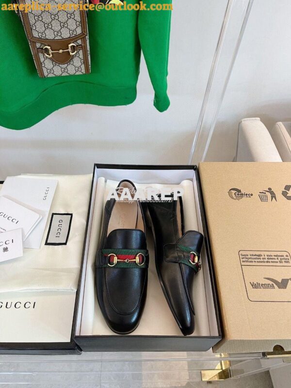 Replica Gucci Loafer Leather with Web 631619 Black 4