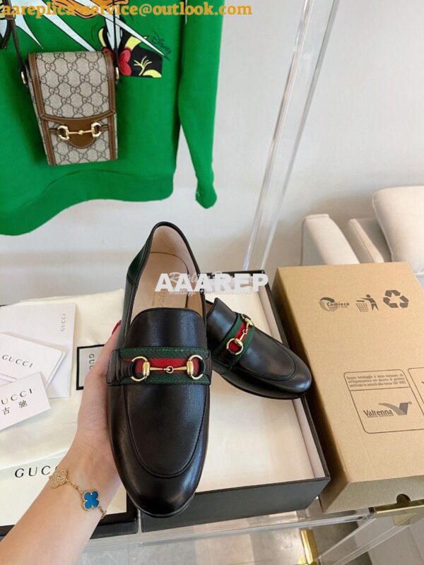 Replica Gucci Loafer Leather with Web 631619 Black 5