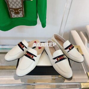 Replica Gucci Loafer Leather with Web 631619 White