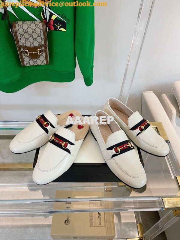 Replica Gucci Loafer Leather with Web 631619 White