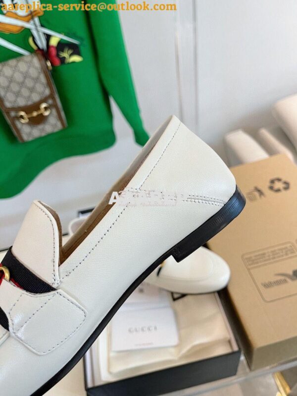 Replica Gucci Loafer Leather with Web 631619 White 7