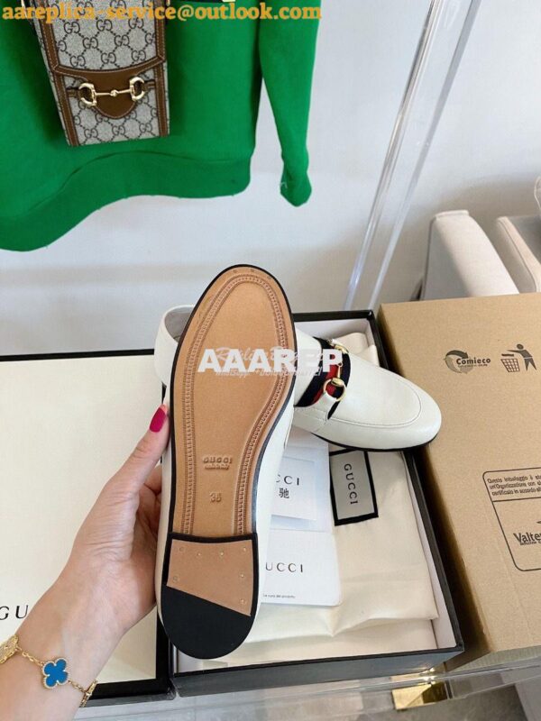 Replica Gucci Loafer Leather with Web 631619 White 9