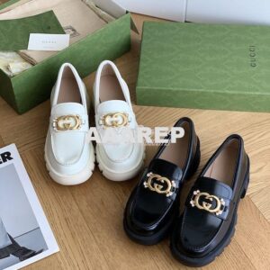 Replica Gucci lug sole Interlocking G with crystals Loafer 700271