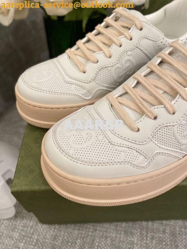 Replica Gucci Men Female GG Embossed Sneaker 670408 White Beige 7