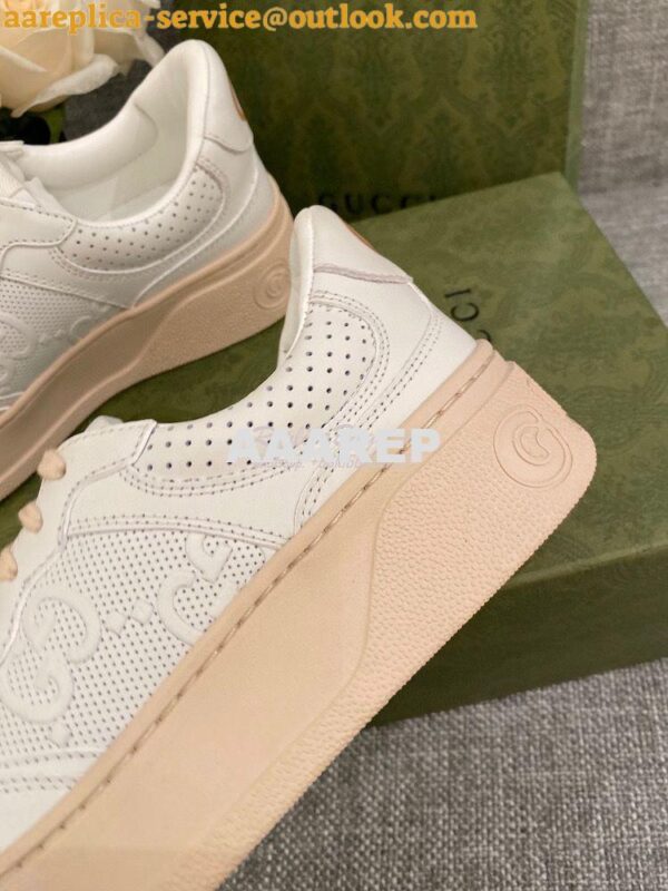 Replica Gucci Men Female GG Embossed Sneaker 670408 White Beige 9