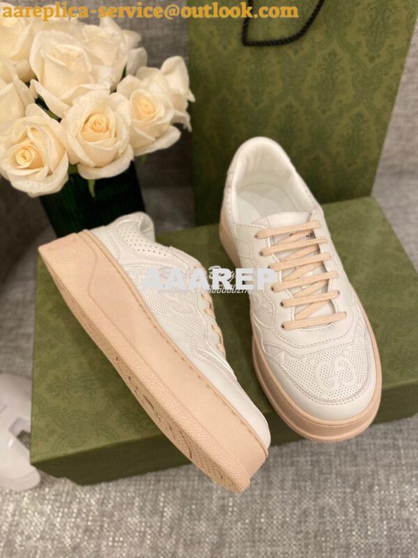 Replica Gucci Men Female GG Embossed Sneaker 670408 White Beige 10