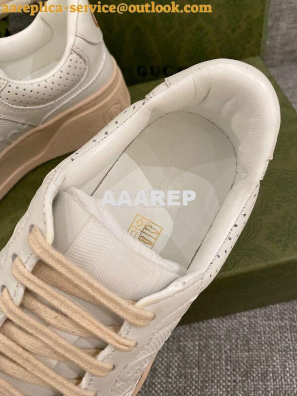 Replica Gucci Men Female GG Embossed Sneaker 670408 White Beige 11