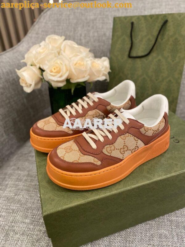 Replica Gucci Men Female GG Sneaker With Web 670408 Brown