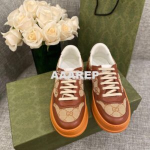 Replica Gucci Men Female GG Sneaker With Web 670408 Brown 2