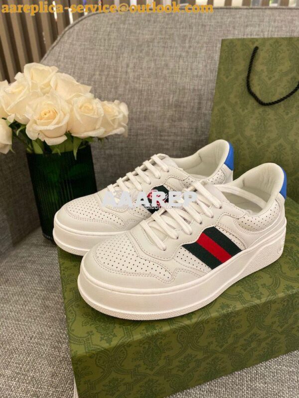 Replica Gucci Men Female GG Sneaker With Web 670408 White