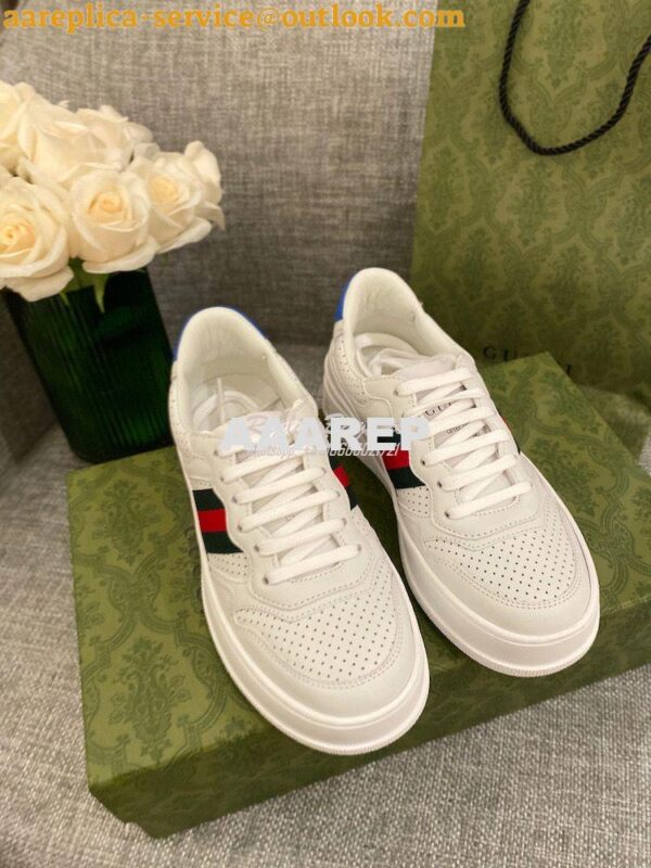 Replica Gucci Men Female GG Sneaker With Web 670408 White 4