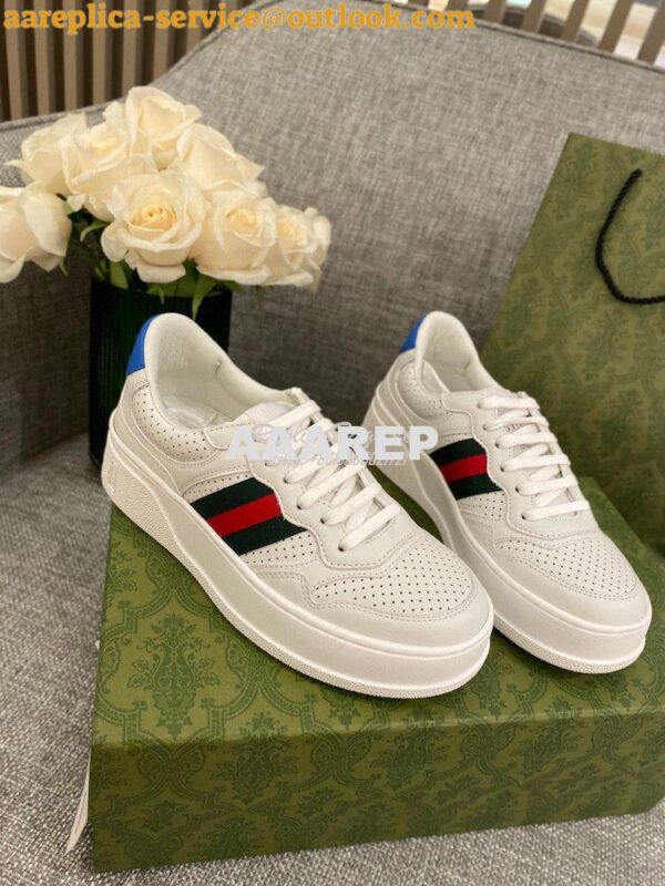 Replica Gucci Men Female GG Sneaker With Web 670408 White 3