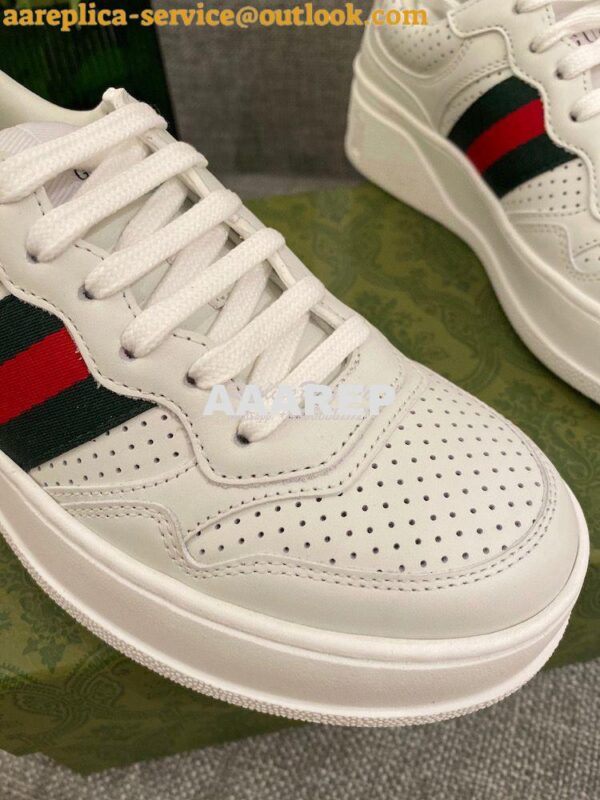 Replica Gucci Men Female GG Sneaker With Web 670408 White 6