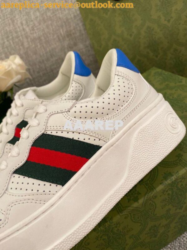 Replica Gucci Men Female GG Sneaker With Web 670408 White 5