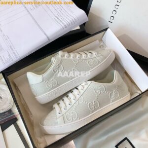 Replica Gucci Men Women's Ace GG Embossed Sneaker 625787 White