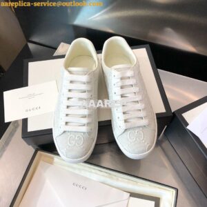 Replica Gucci Men Women's Ace GG Embossed Sneaker 625787 White 2