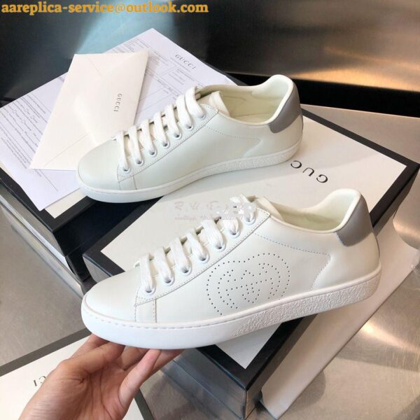 Replica Gucci Men Women's Ace Sneaker with Interlocking G 598527 White 7