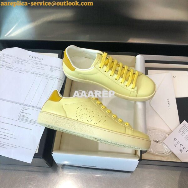 Replica Gucci Men Women's Ace Sneaker with Interlocking G 598527 Yello 7