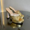 Replica Gucci Platform Slide Metallic Leather Sandal with Studs 740425 2