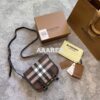 Replica Burberry Check Mini Bowling Bag Dark Birch Brown 80534961