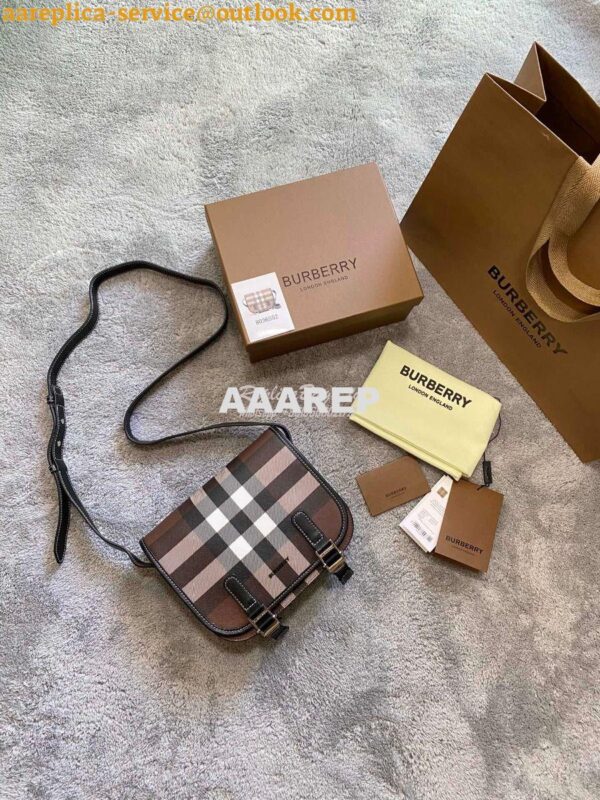 Replica Burberry Check E-canvas Messenger Bag Dark Birch Brown 8036552