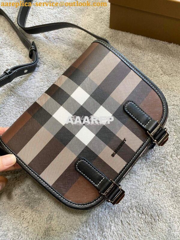 Replica Burberry Check E-canvas Messenger Bag Dark Birch Brown 8036552 3