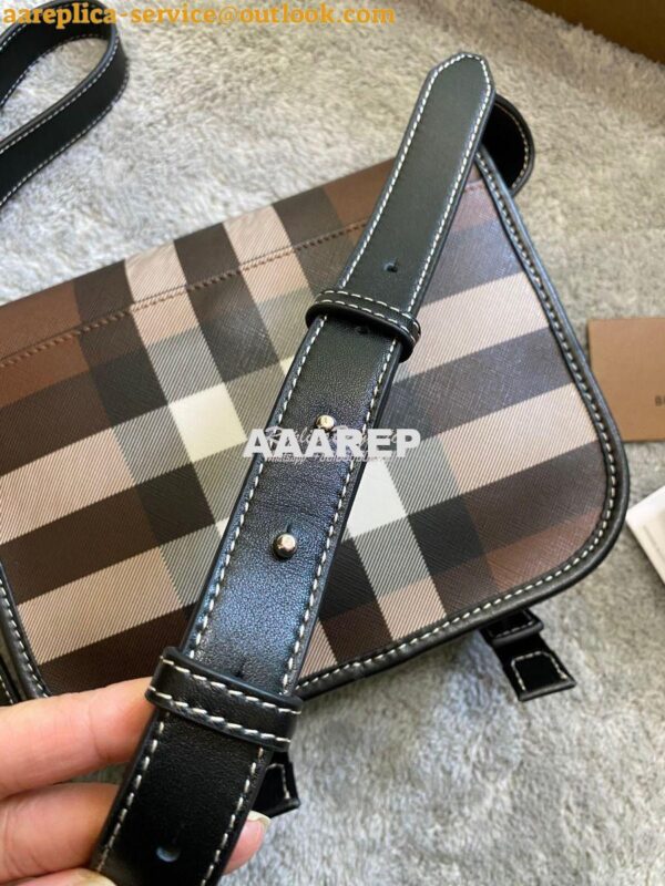 Replica Burberry Check E-canvas Messenger Bag Dark Birch Brown 8036552 10