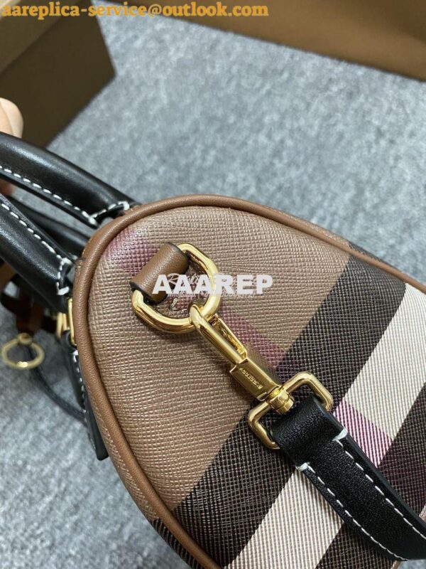 Replica Burberry Check Mini Bowling Bag Dark Birch Brown 80534961 4