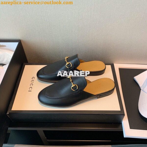 Replica Gucci Princetown Leather Slipper 423513 Black 5