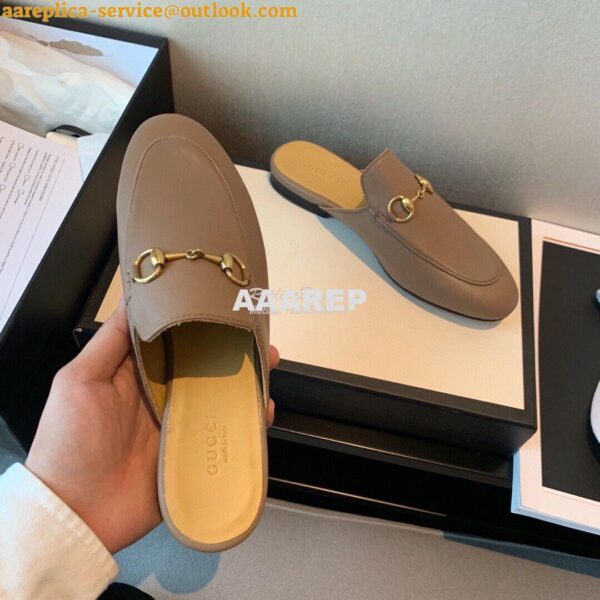 Replica Gucci Princetown Leather Slipper 423513 Brown 7