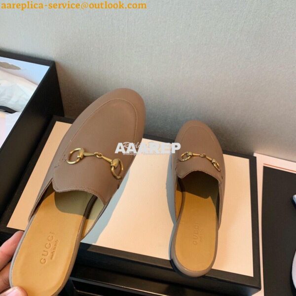 Replica Gucci Princetown Leather Slipper 423513 Brown 9