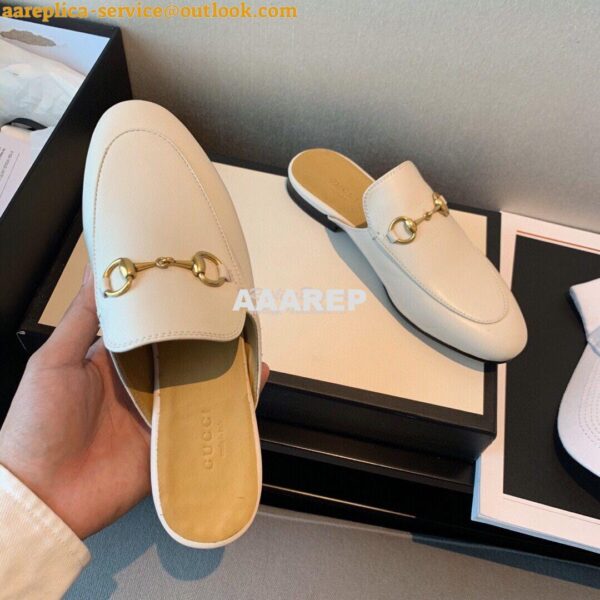 Replica Gucci Princetown Leather Slipper 423513 White 7