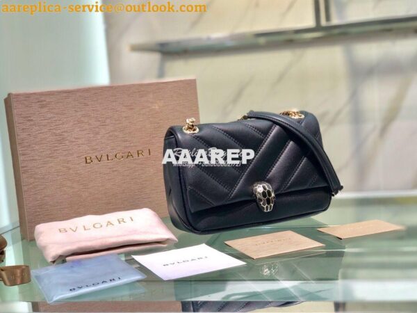 Replica Bvlgari Serpenti Cabochon Small Shoulder Bag Matelassé Leather 4