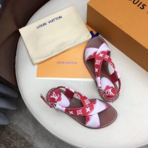 Replica Louis Vuitton LV Escale Palma Flat Sandals Red 2