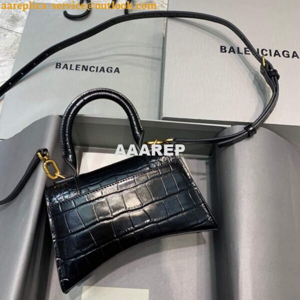 Replica Balenciaga 592833 Hourglass XS Top Handle Bag Black Gold 4