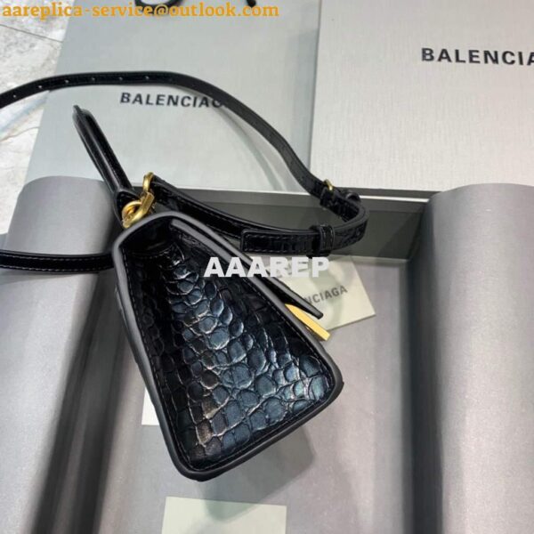 Replica Balenciaga 592833 Hourglass XS Top Handle Bag Black Gold 3