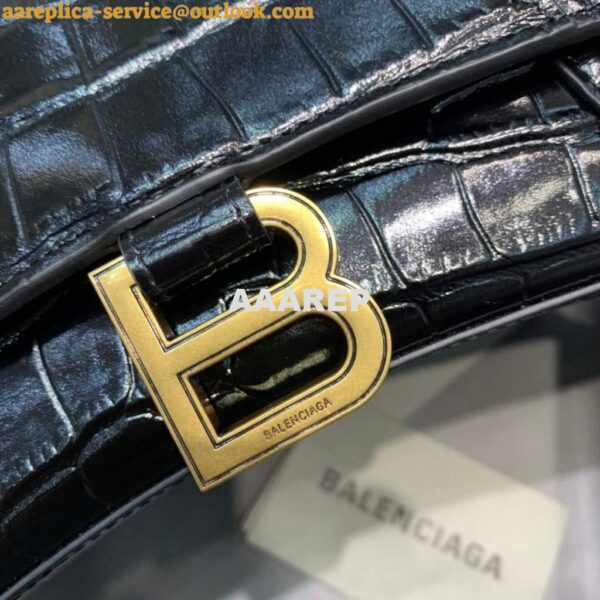 Replica Balenciaga 592833 Hourglass XS Top Handle Bag Black Gold 8