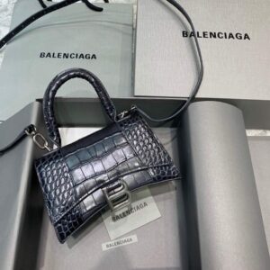 Replica Balenciaga 592833 Hourglass XS Top Handle Bag Black Silver