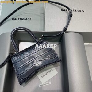 Replica Balenciaga 592833 Hourglass XS Top Handle Bag Black Silver 2