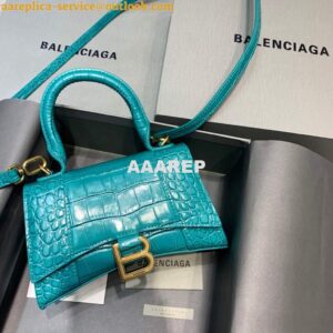 Replica Balenciaga 592833 Hourglass XS Top Handle Bag Blue Gold