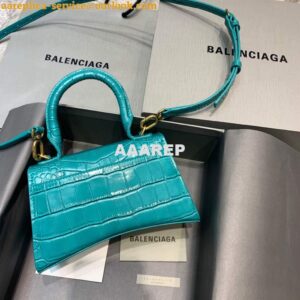 Replica Balenciaga 592833 Hourglass XS Top Handle Bag Blue Gold 2